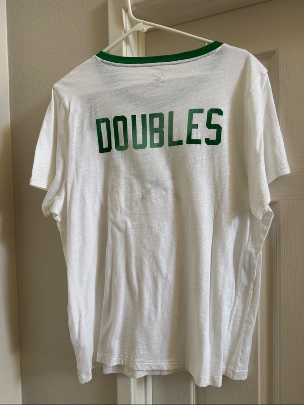 J. Crew White Tee with Green Tennis Graphic and Trim - Picture 5 of 5